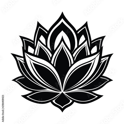 Minimal Lotus Flower Silhouette Vector Design