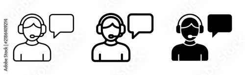 Customer Support Icons: Operator, Communication, Service, Helpdesk, Chat Bubbles