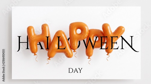 Orange balloon letters spelling Happy Halloween on a clean white background for seasonal greeting