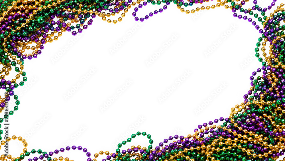 Naklejka premium Mardi gras beads frame isolated on transparent background