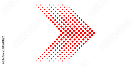 Red halftone dot arrow graphic isolated on transparent background