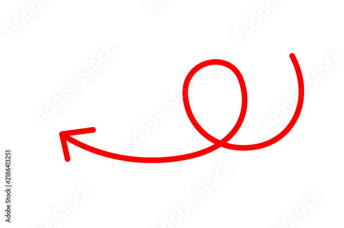 Red hand drawn spiral arrow isolated on transparent background