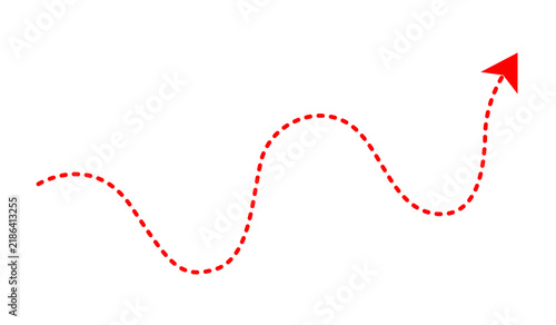Red wave dotted arrow line isolated on transparent background