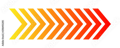 Yellow and red fast chevron arrows isolated on transparent background