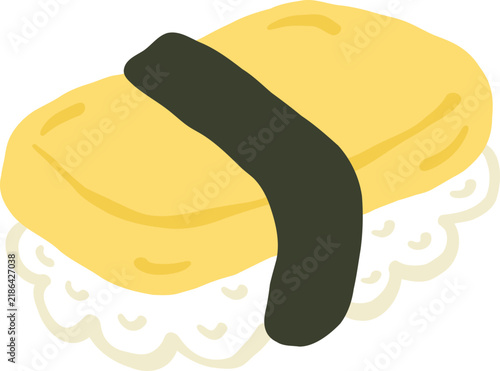 cute egg sushi Japanese food vector cartoon illustration