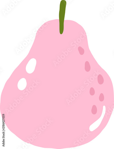 cute pear fruit with stem and leaf vector illustration