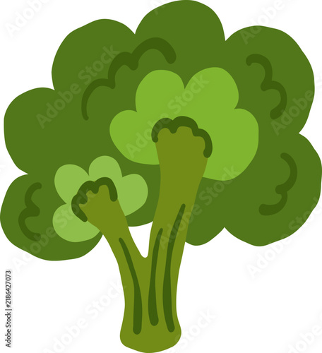 cute green broccoli vegetable food vector cartoon illustration