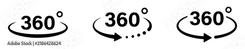 360 degree rotation vector icon set.