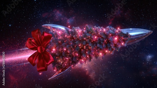 Christmas tree flying through