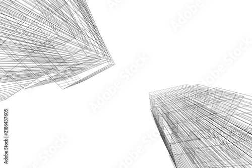 Architectural building abstract 3d illustration