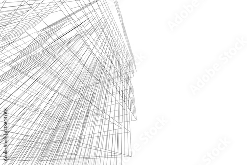 Architectural building abstract 3d illustration