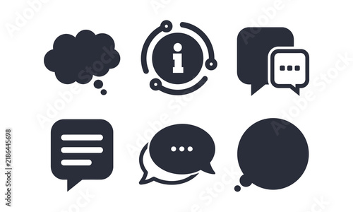 Set of black speech bubble icons for communication, messaging, and digital chat interface design.