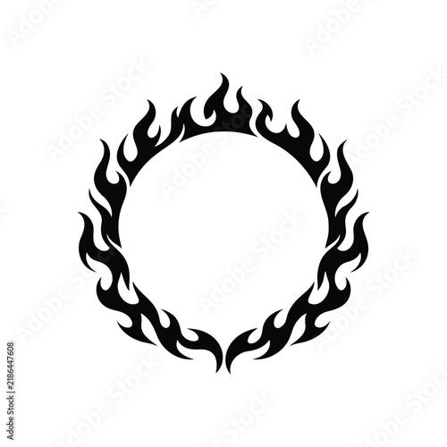 Tribal flame ring silhouette vector flat illustration design.