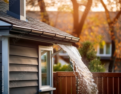 Naklejka home maintenance issue overflowing gutter problem