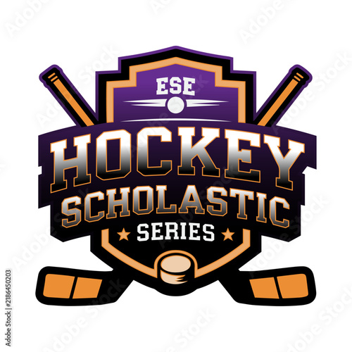 Photography Ice Hockey Scholastic Series Sports Logo Emblem Design Vector