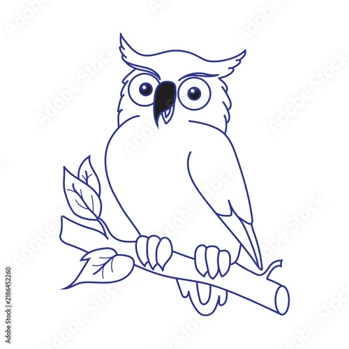 Illustration of an owl perched on a branch