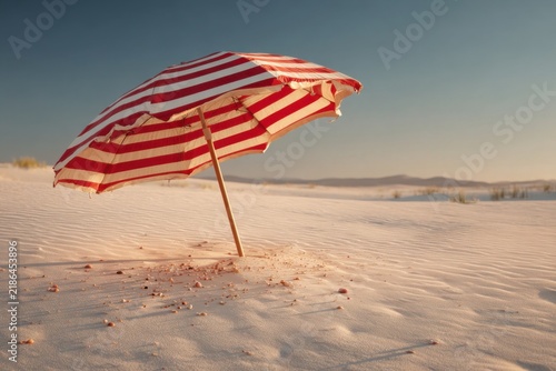 Red striped beach sand dune