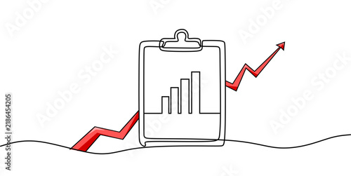 One Line Clipboard with Chart vector Illustration