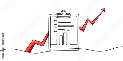 One Line Clipboard with Chart vector Illustration