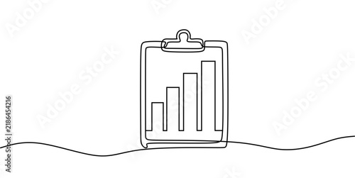 One Line Clipboard with Chart vector Illustration