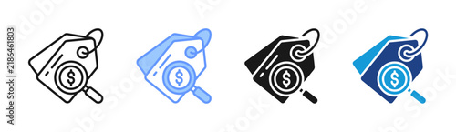 Price Analysis icon set multiple style collection