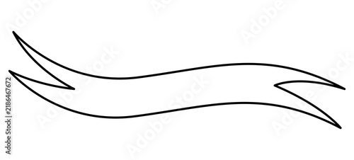 Ribbon Banner Simple Outline Wave Scroll Design Isolated on Transparent Background