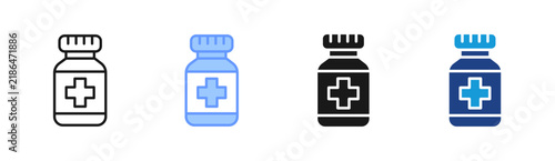 Medicine Bottle icon set multiple style collection