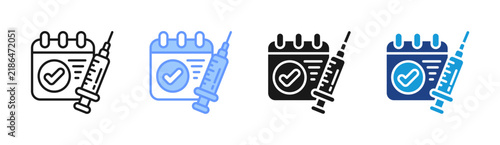 Vaccine Schedule icon set multiple style collection