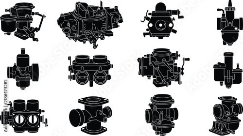 Bild auf Leinwand Silhouette of a carburetor for automotive illustration with copy space
