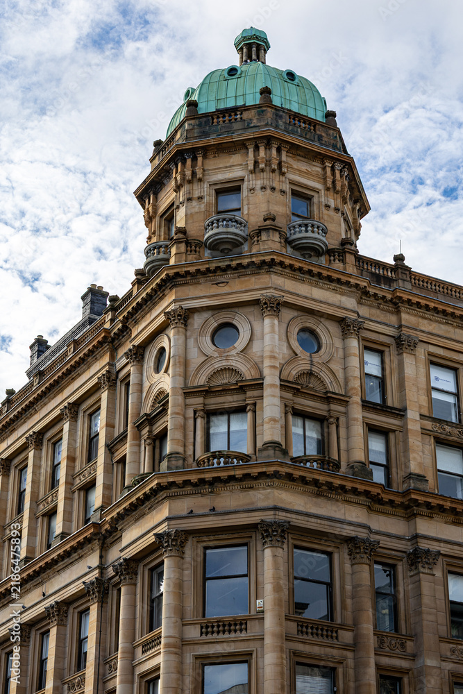 Fototapeta premium Victorian Building with Turquoise Dome in Glasgow, Scotland, UK.