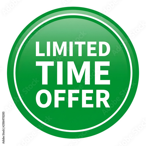 Green Glossy Limited Time Offer Promotional Circle Bage Isolated on Transparent