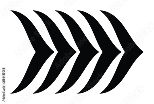 Black Chevron Arrow Wave Motion Vector Icon Graphic Illustration for Fast Speed Forward Direction Interface Design Element Chevron Arrow Speed Motion Direction Forward