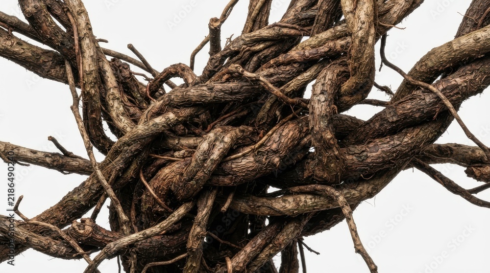 Obraz premium Tangled dry tree branches and roots texture