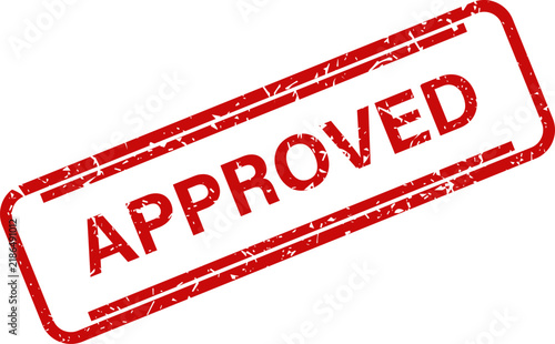 Approved red rubber stamp seal with grunge texture for business document verification mark