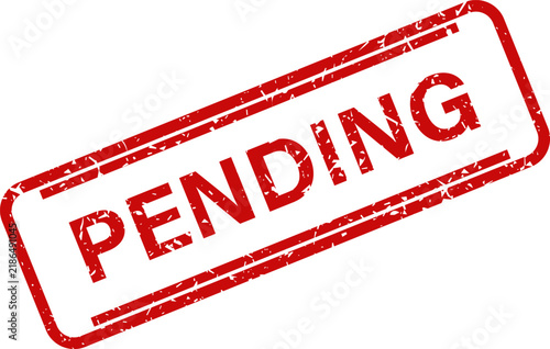 Pending red rubber stamp imprint with grunge texture for business document status approval