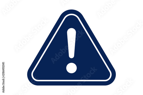 Canvastavla Blue Warning Triangle Exclamation Mark Icon for Hazard Alert isolated on transpa