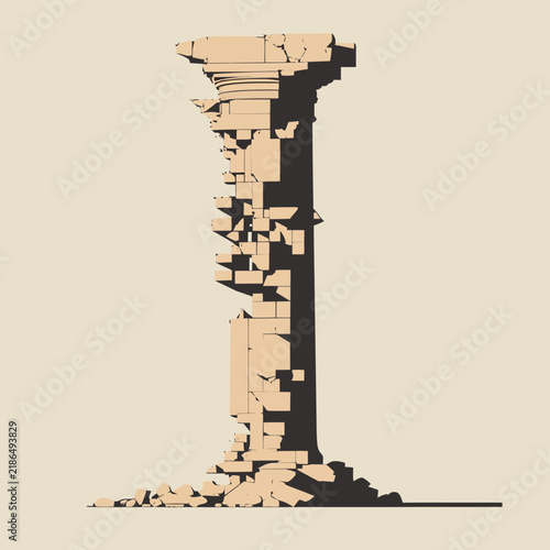 Ancient ruined column illustration