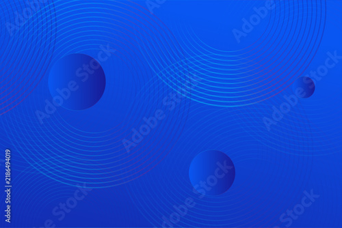  Blue Abstract Background with Circular Waves and Spheres Vector Illustration