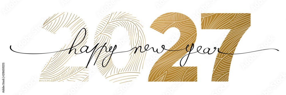 Naklejka premium BONNE ANNÉE 2027 AVEC FEUILLAGE