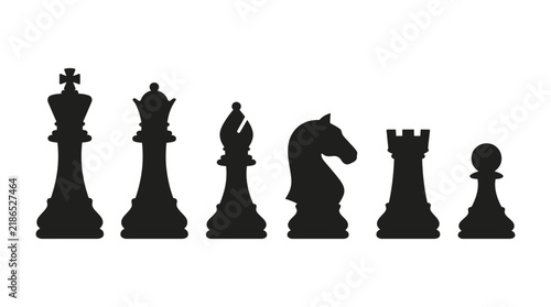 Foto Chess pieces silhouette against a white background depicts strategy and competit