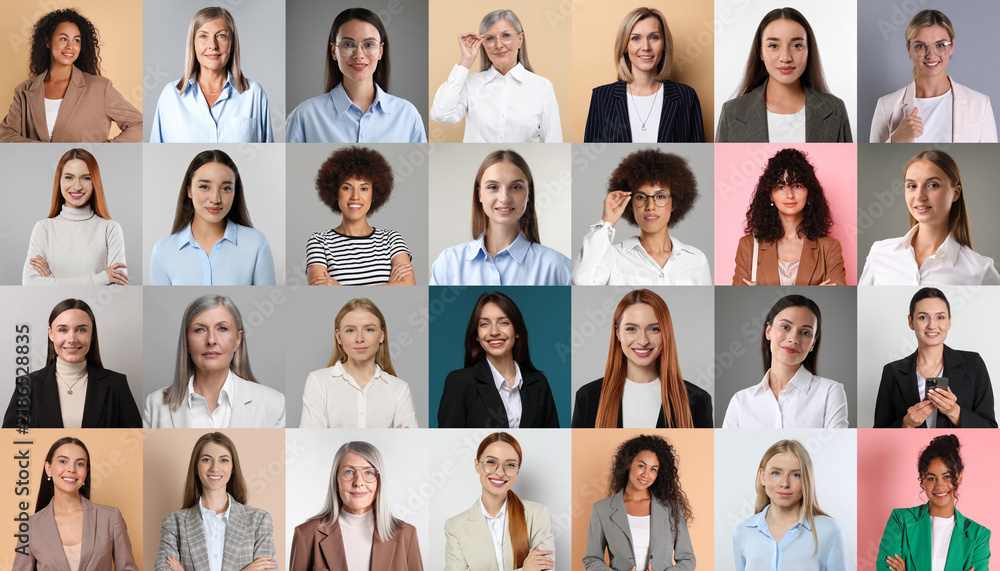 Obraz premium Confident business women. Collection of different portraits