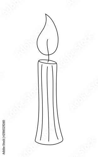 Candle simple outline cartoon doodle vector illustration, clipart useful for Christmas or Halloween holiday decoration, witchcraft attribute hand drawn image, gothic mystical design