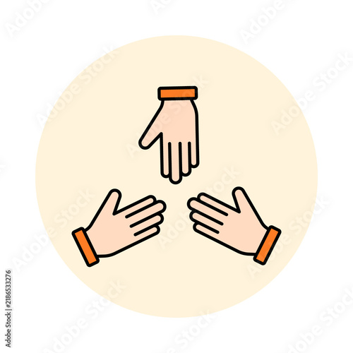 Three Hands Supporting Each Other for Teamwork, Unity, and Collaboration, Mutual Support and Helping Hands Concept for Community and Partnership, icon