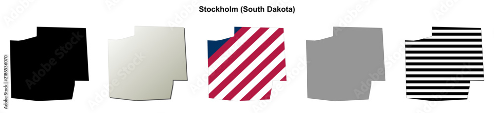 Fototapeta premium Stockholm (South Dakota) blank outline map set