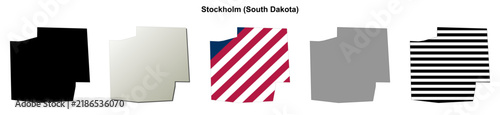 Photography Stockholm (South Dakota) blank outline map set