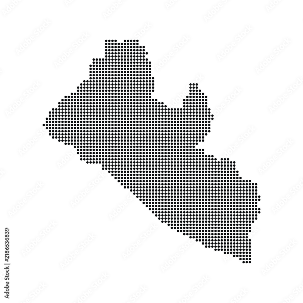 Obraz premium Liberia map dotted vector pattern dotted halftone silhouette illustration