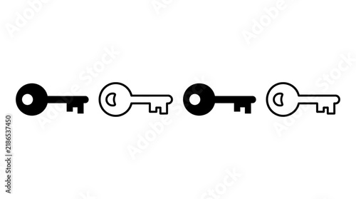 Set of black and white key icons representing security access and protection symbols for digital interface design work
