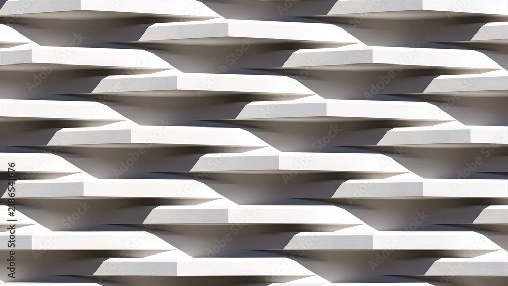 Fototapeta premium Abstract white geometric pattern with shadows