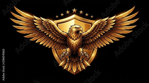A majestic gold eagle emblem featuring a spreading wings design over a shield.