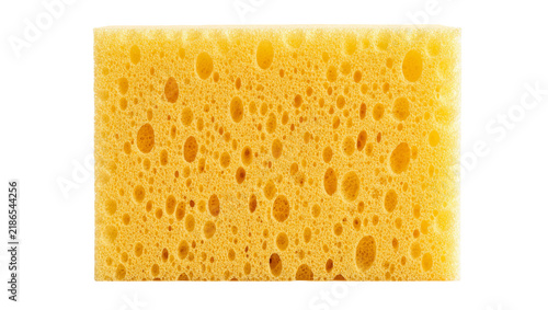 Canvastavla Yellow porous sponge texture, isolated on transparent background